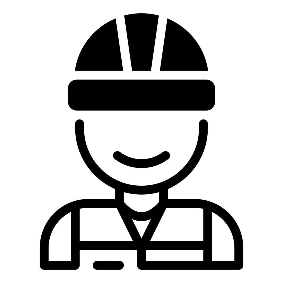 An icon of a construction worker with hard hat and reflective vest, symbolising safety and craftsmanship in the industry. A simple graphic that can be used for various purposes. vector