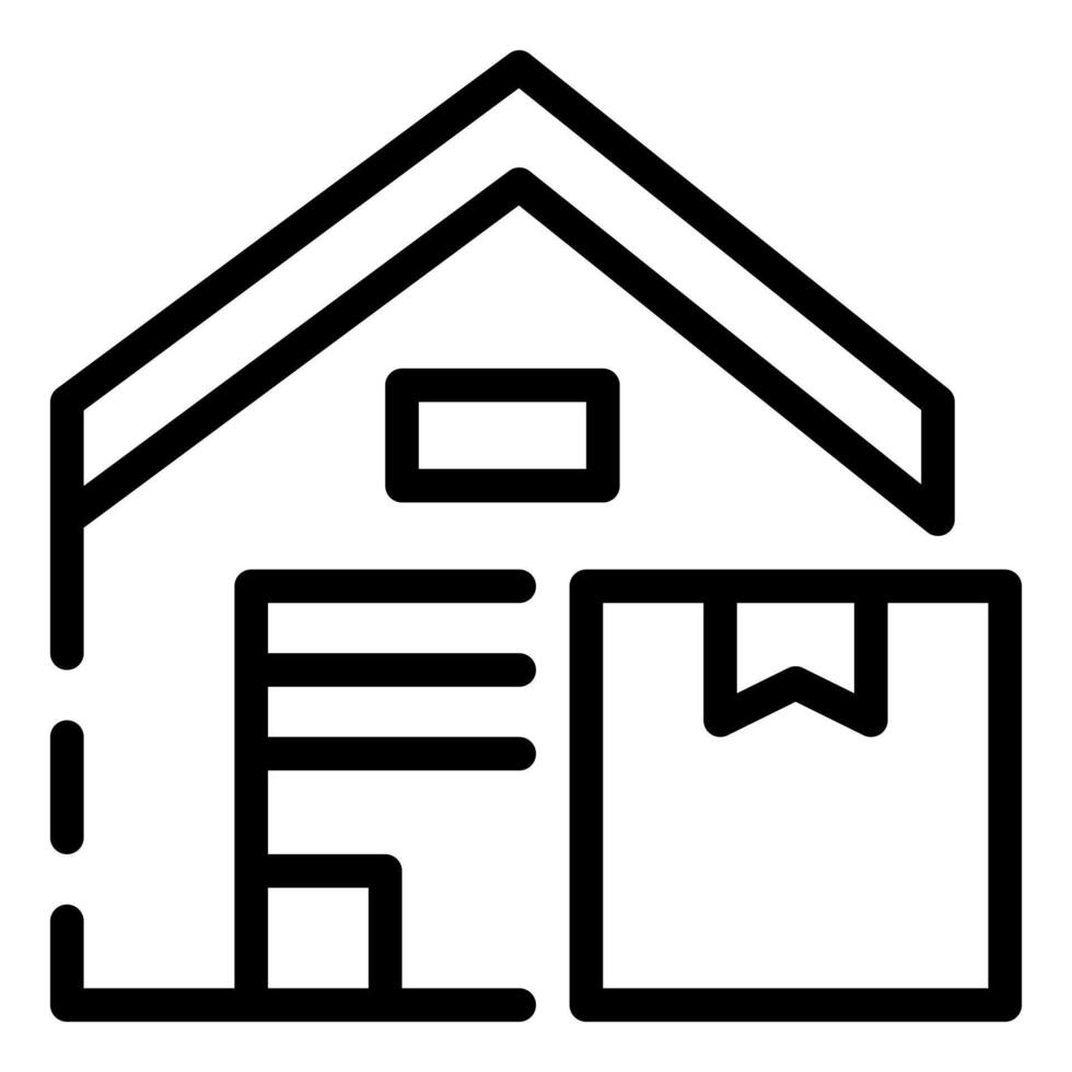 A minimalist line art depiction of a warehouse, with a focus on shipping and logistics, essential elements in modern supply chains. vector