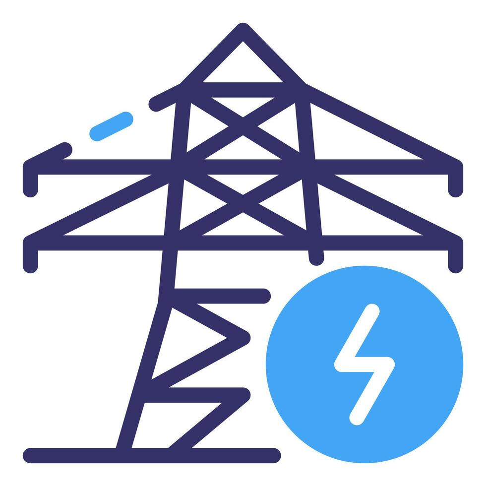 An illustrated depiction of a high-voltage power pylon and an energy icon, conveying the essence of electrical power transmission and distribution. vector