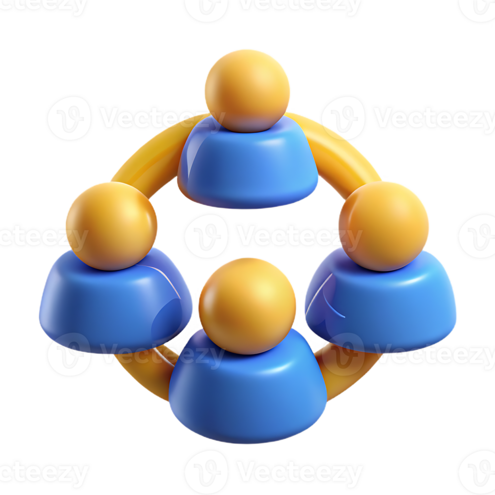 Network of connected people in a group on transparent background png