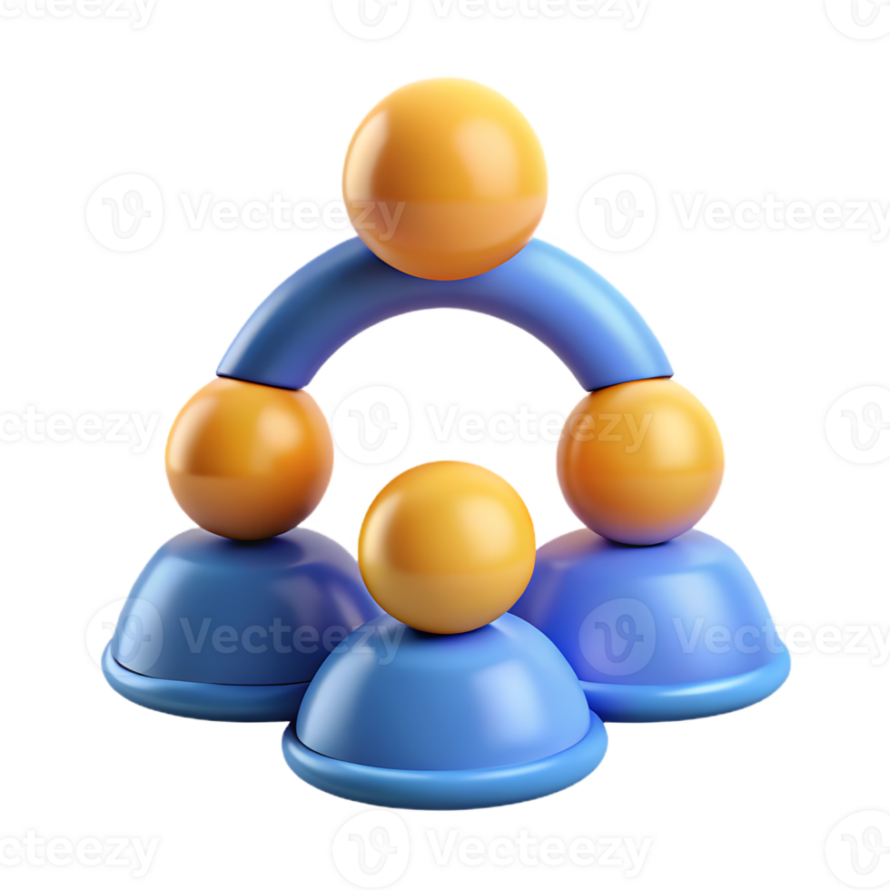 Teamwork and collaboration network connection concept design on transparent background png