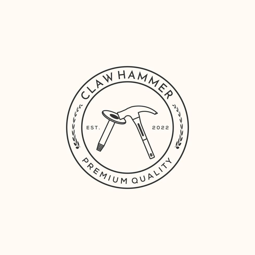 Basic RGBclaw hammer chisel line art logo minimalist illustration design, claw hammer and concrete chisel symbol design vector