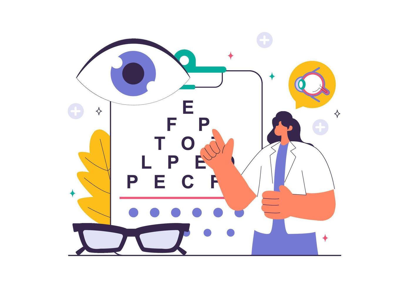 Doctor providing an eye exam vector