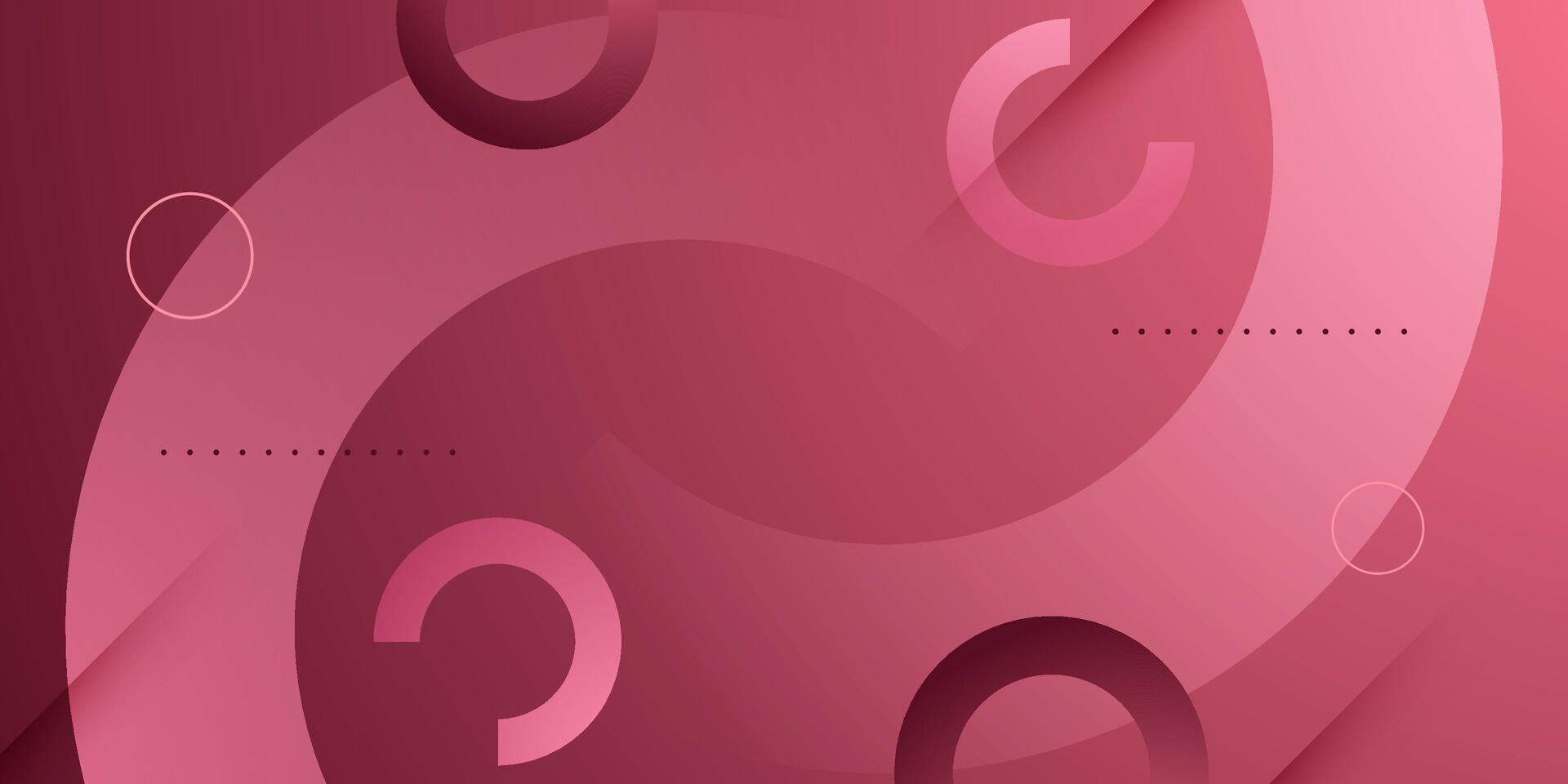 Abstract curve and circle shapes pattern on red color background. Simple and cool design banner background. vector