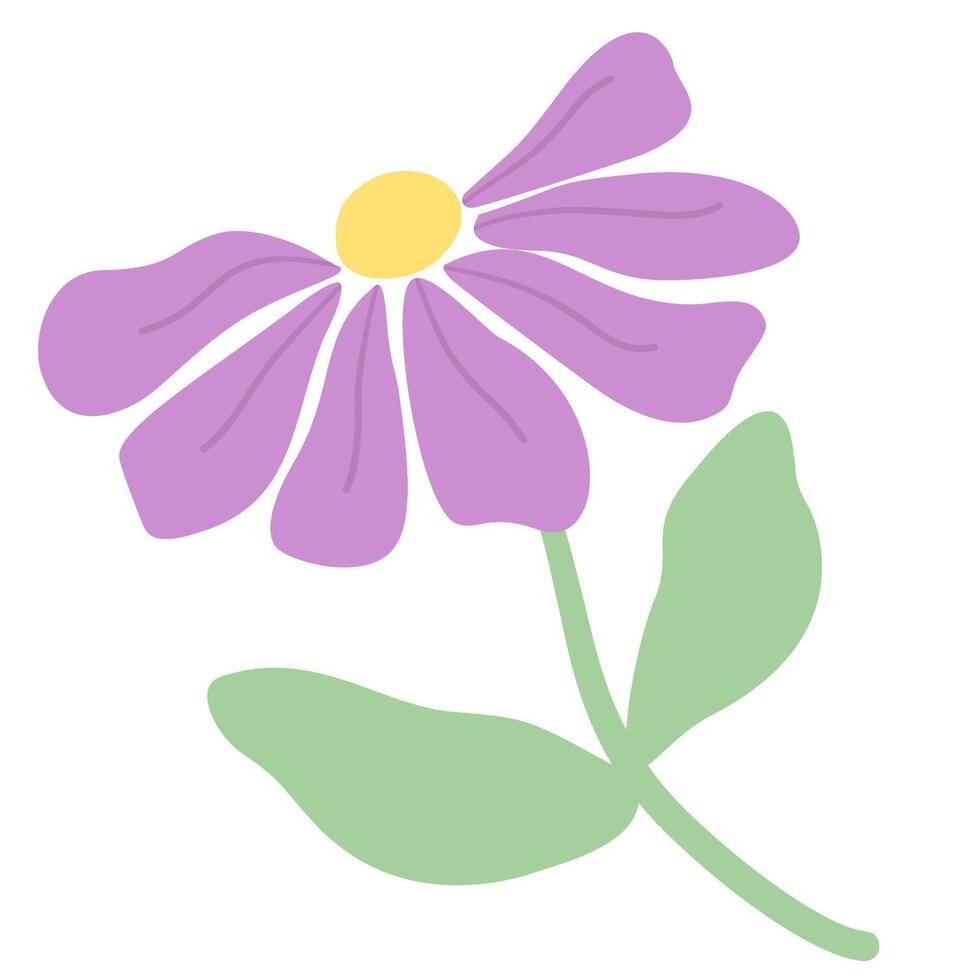 Cute abstract floral elements in pastel color, hand-drawn style for clipart vector