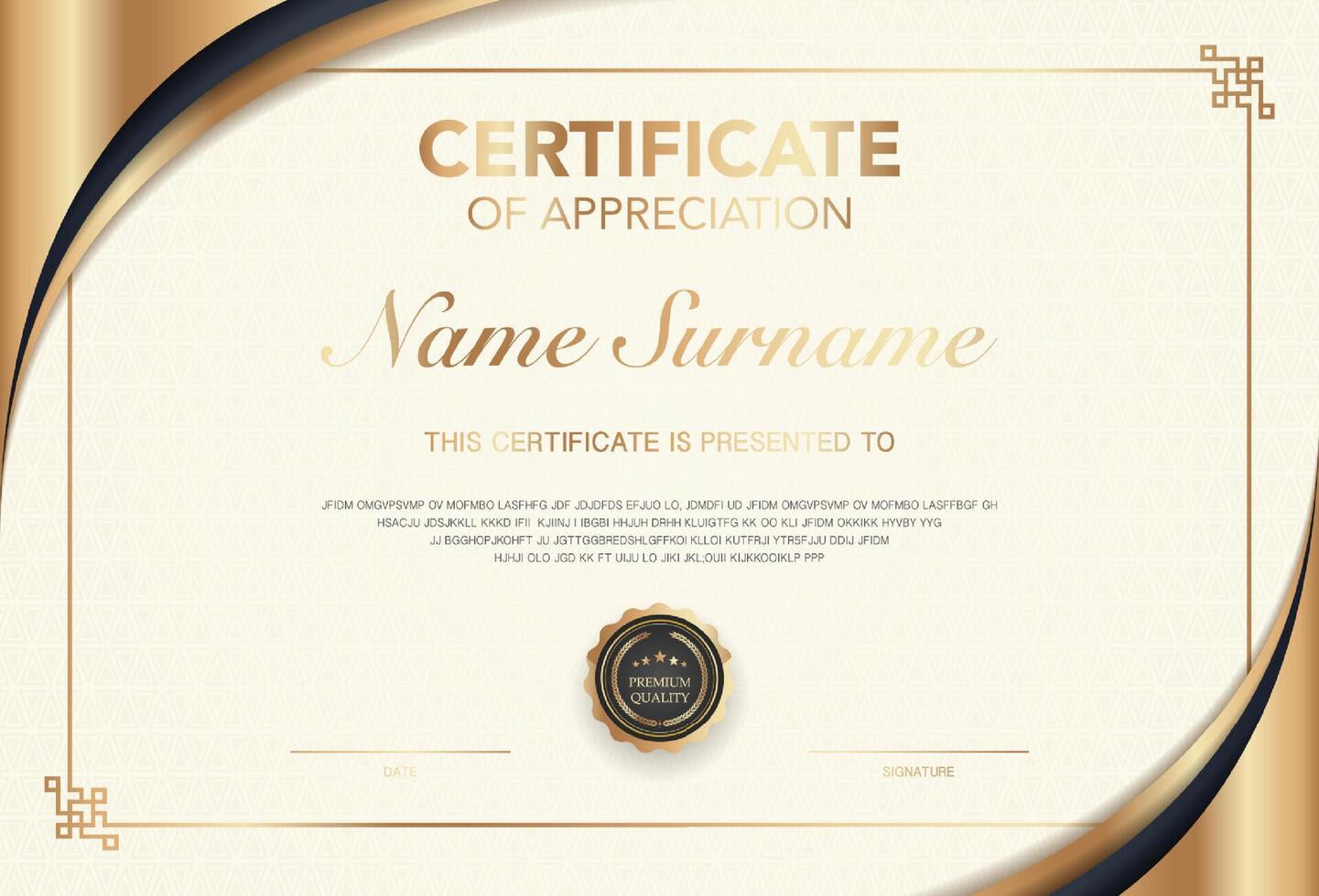 Certificate of appreciation template design vector