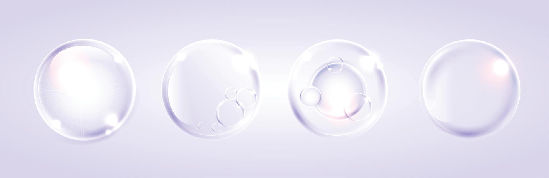 various transparent bubbles on a light background vector