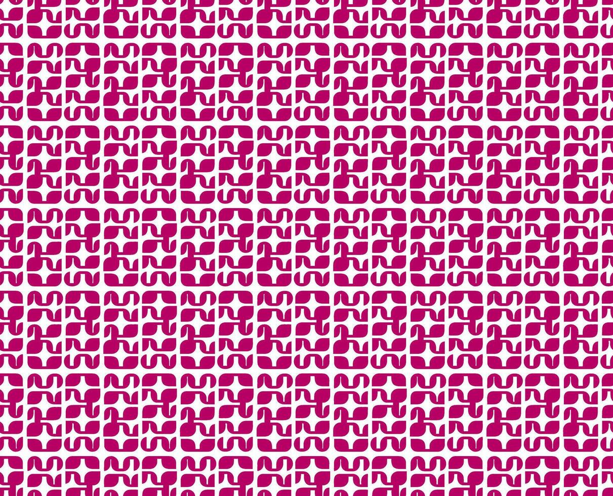 Seamless Pattern with Abstract Geometric Shapes in Bold Magenta on White Background vector