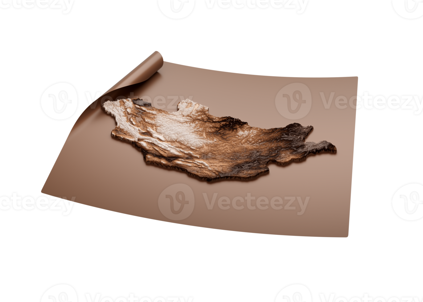 Mongolia Old Style Brown On Unrolled Map Paper Sheet 3d Illustration png
