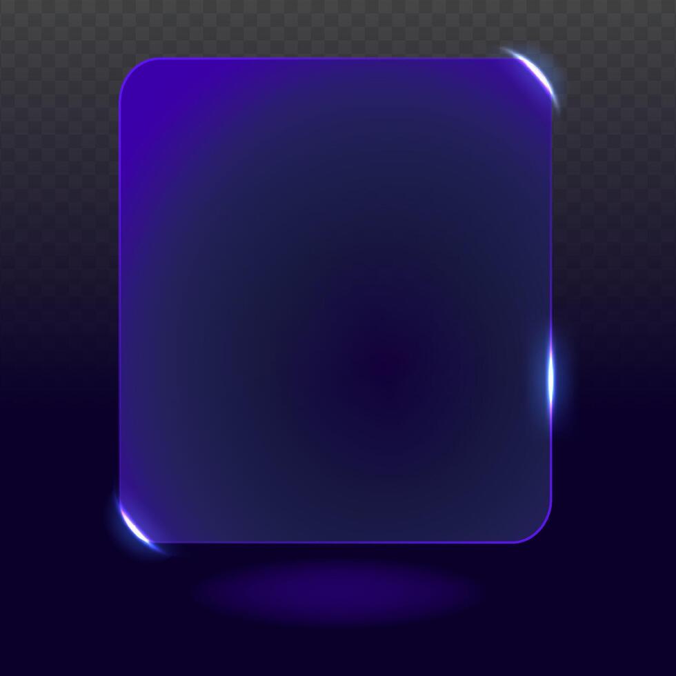 Futuristic Neon Square Button Element with Glowing Blue Purple Gradient Design vector