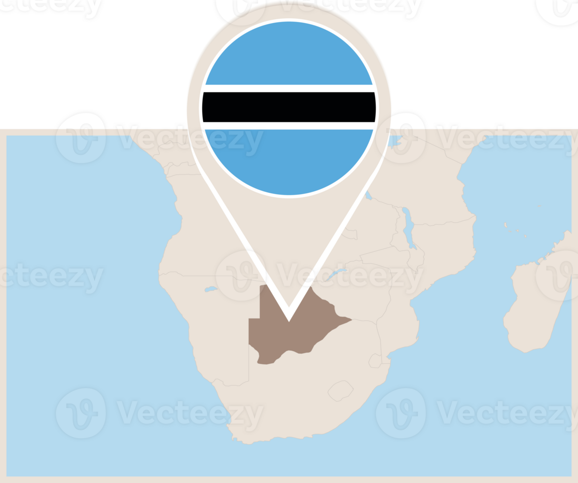 Map and flag of Botswana png