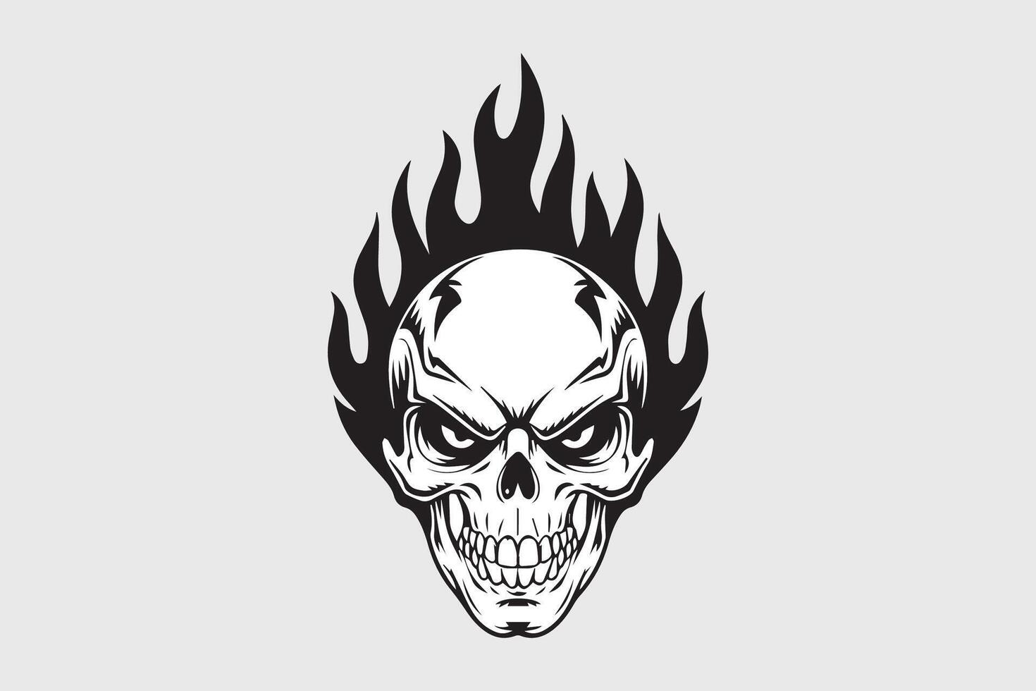 flaming skull illustration vector