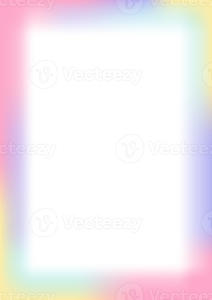 Abstract gradient frame. Blurred cute border. Glowing template. Girly light neon pastel decorative element for poster. Minimal Y2k rectangle. png