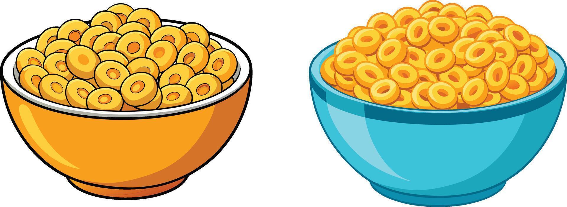 Corn flakes in a bowl and a bowl of cereal vector