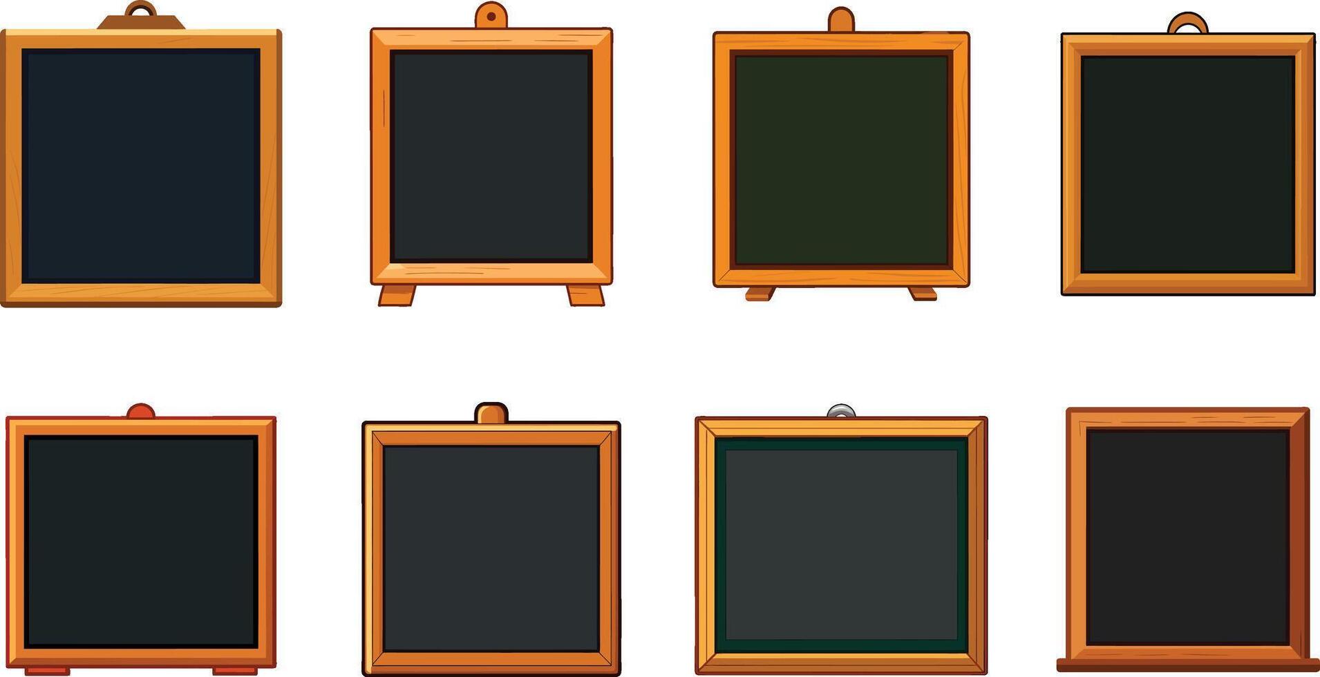 A set of blackboards with wooden frames vector