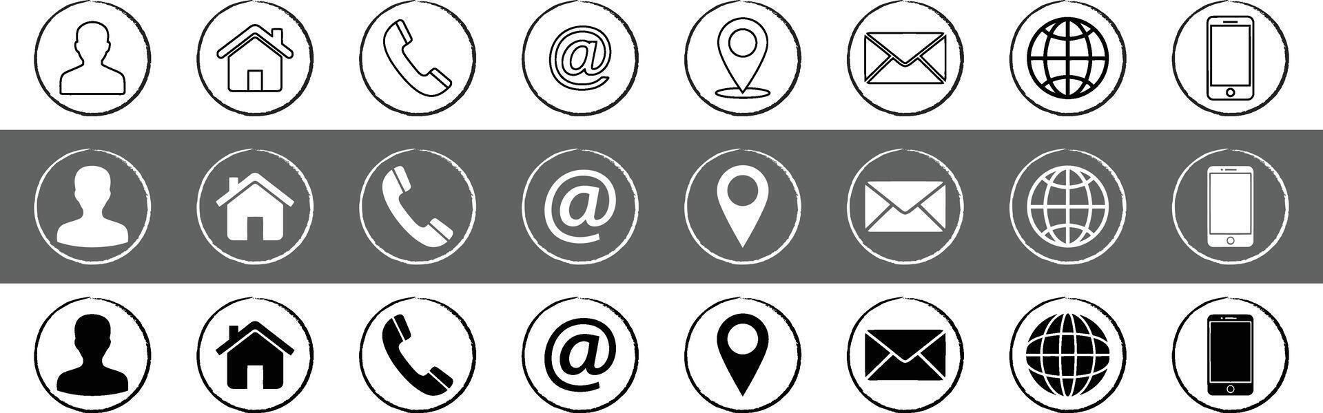 Modern contact icon set for digital communication vector