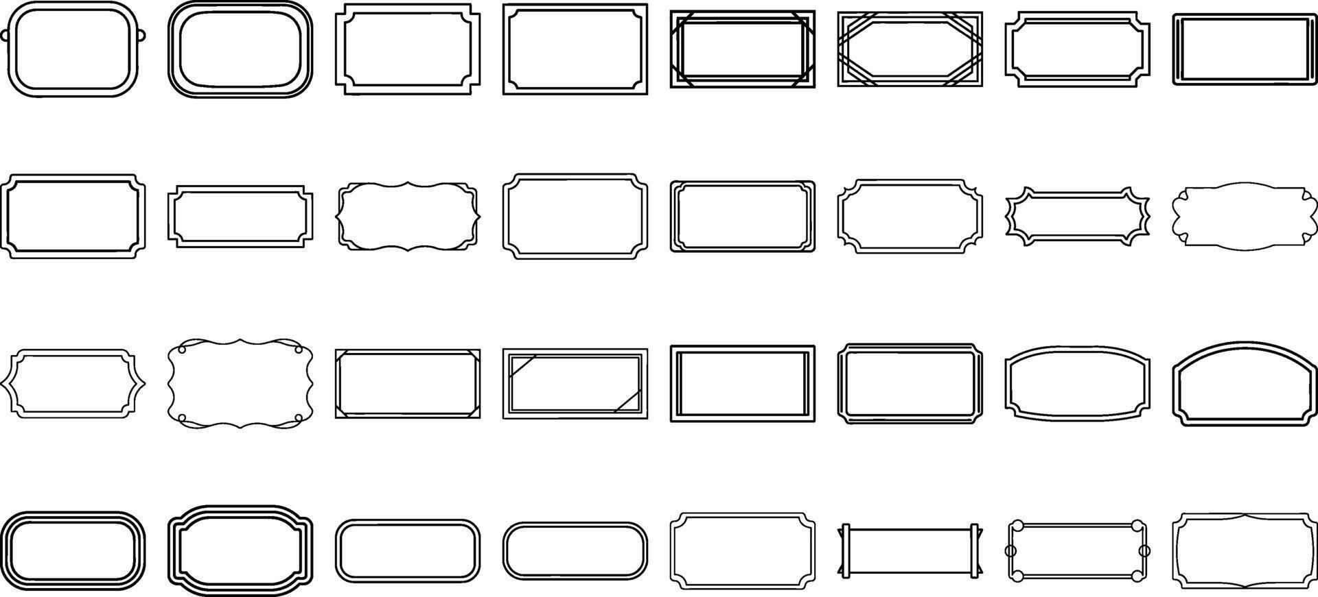 32 Elegant Line Art Frames and Labels Icon Bundle - Decorative Borders and Banners vector