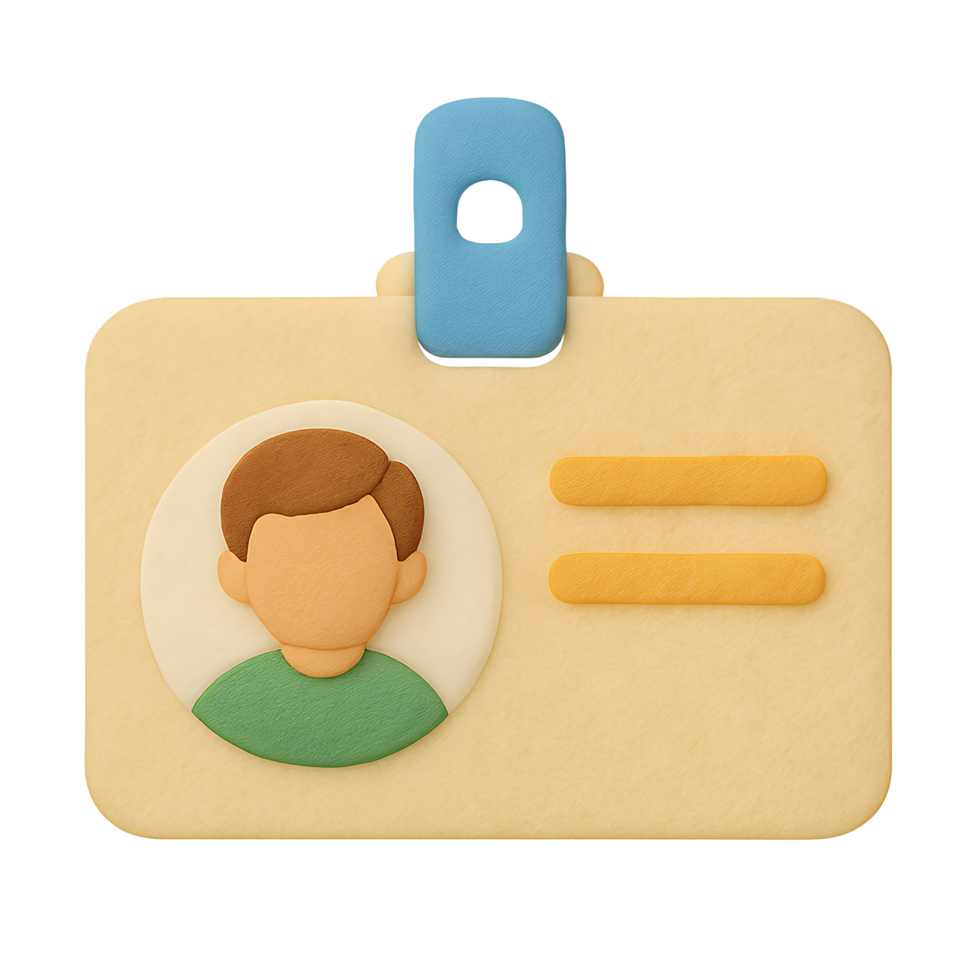 Employee identification card with profile picture on bright background icon illustration png
