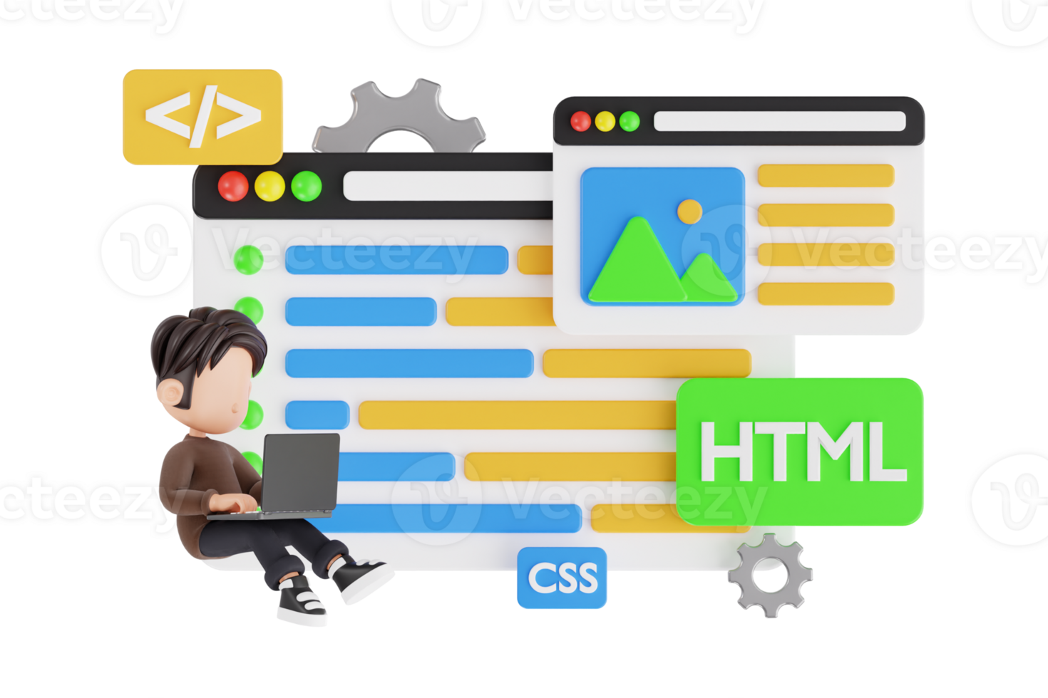 3d ilustração do uma local na rede Internet desenvolvedor codificação png