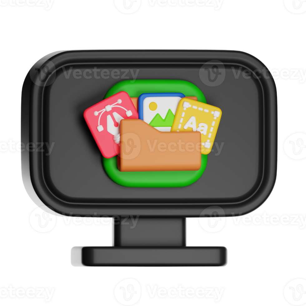 Computer screen with graphics and folder png
