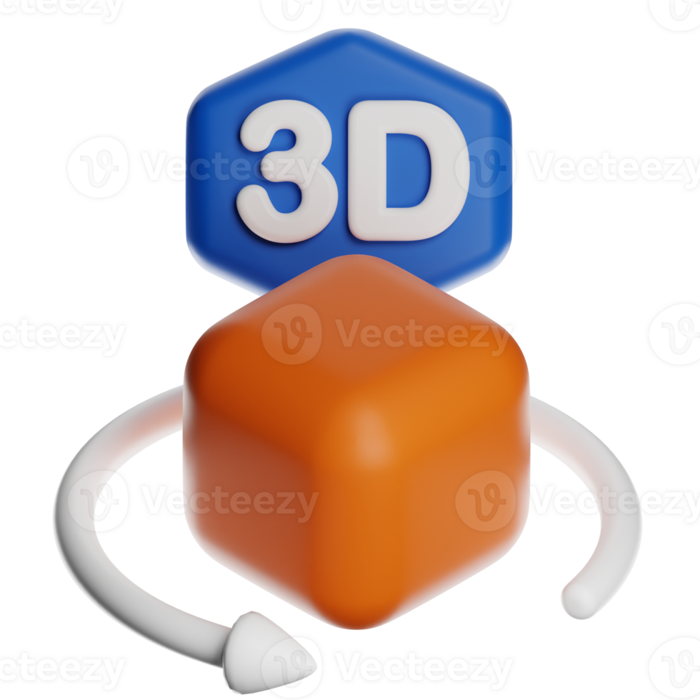 3D cube and rotation icon png