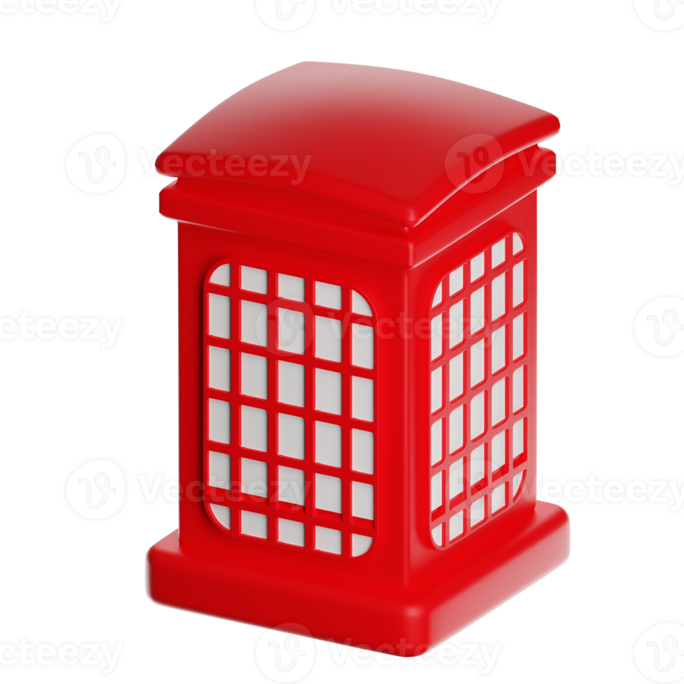 Red British phone box illustration png