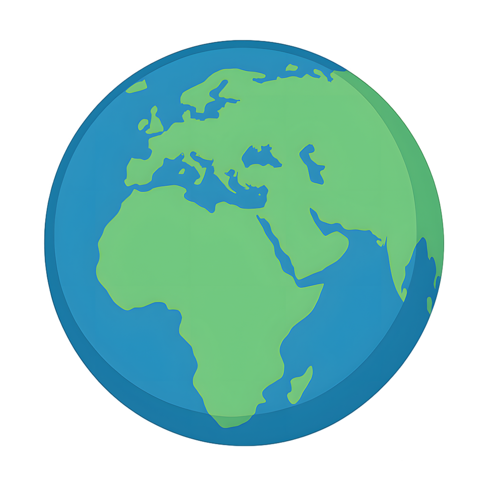 Earth Globe View Showing Continents and Oceans png