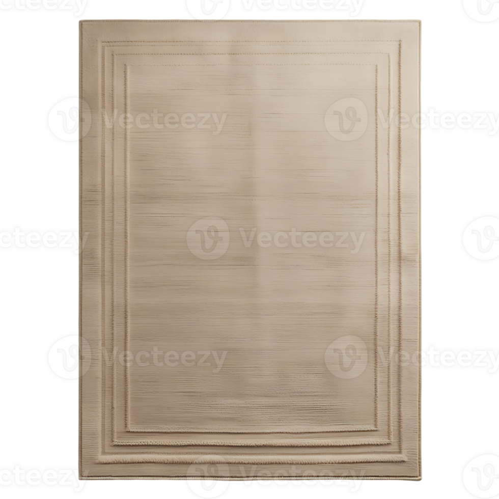 Beige rug with an intricate layered border design a textured neutral floor covering png
