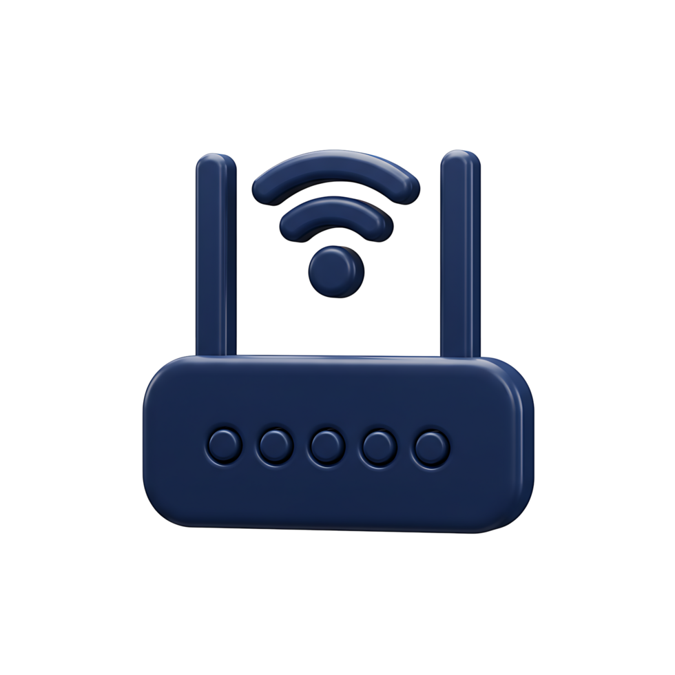 Dark Blue 3D WiFi Router Icon - Perfect for Internet, Connectivity, and Network Concepts png