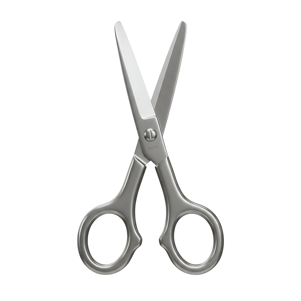 Metallic Silver 3D Scissors Icon - Perfect for Crafting, Office, and Cutting Concepts png