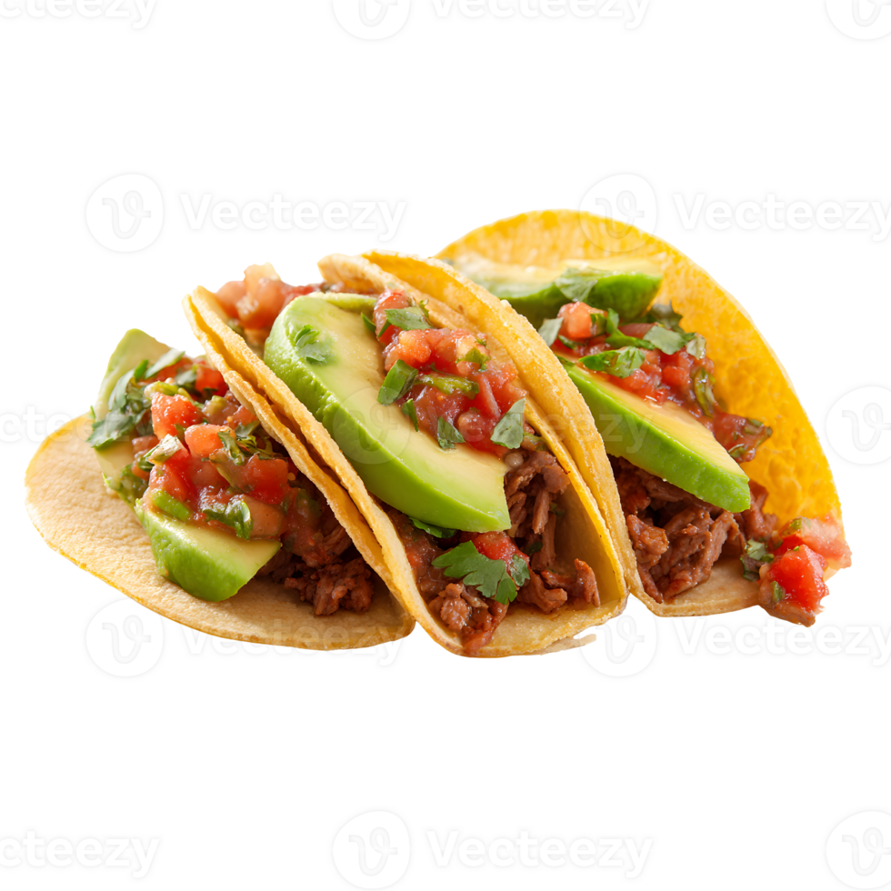 Delicious Tacos with Salsa, Avocado, and Cilantro transparent background. png