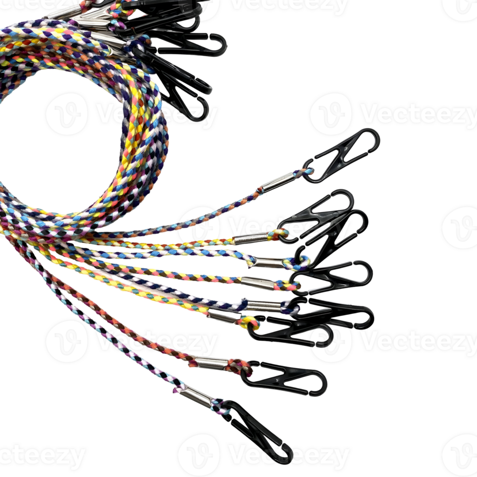Braided face mask lanyard with clasps secures the mask around the neck when not in use for easy access and storage png