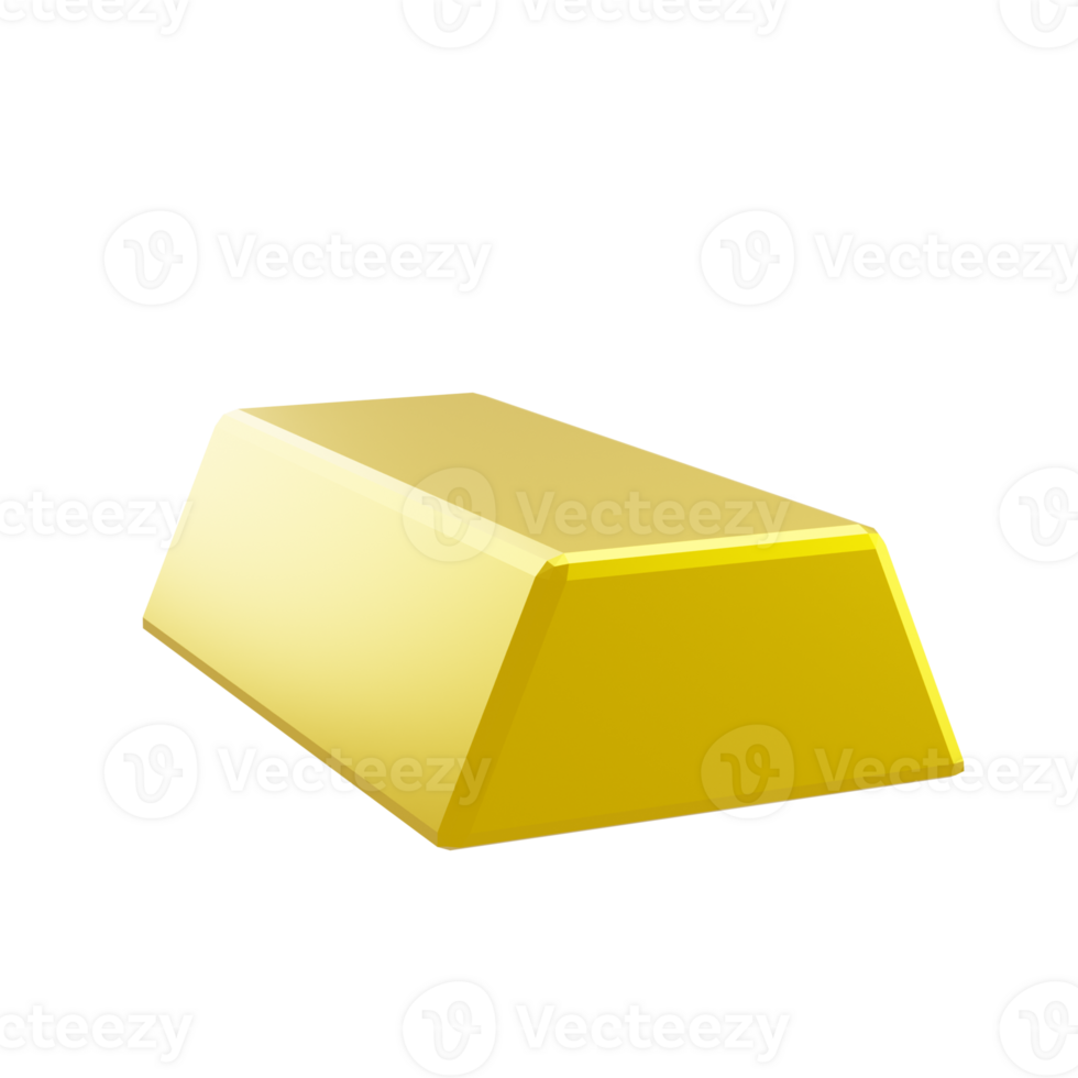 3D Gold Bar Object in Minimal Cartoon Style png