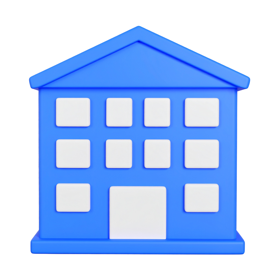 Simple blue building icon with multiple windows isolated on transparent background png