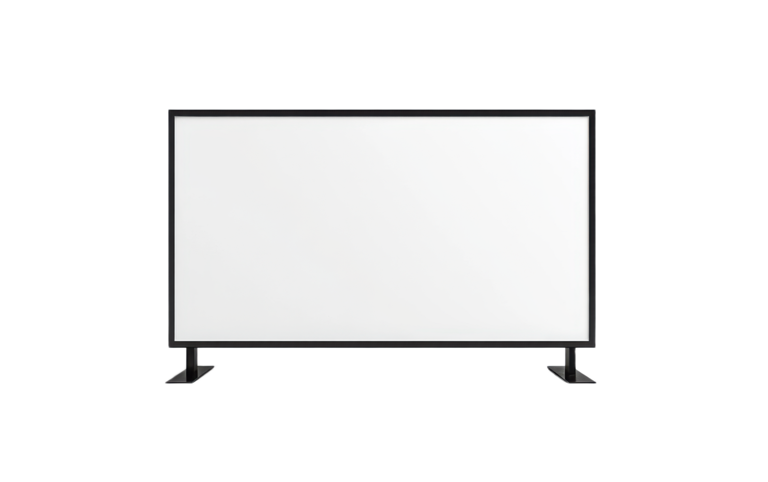 Blank white projection screen with black frame isolated on transparent background png