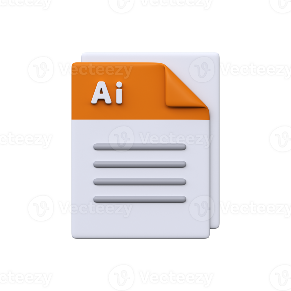 AI file, format, 3D icon. graphic format for illustrations png