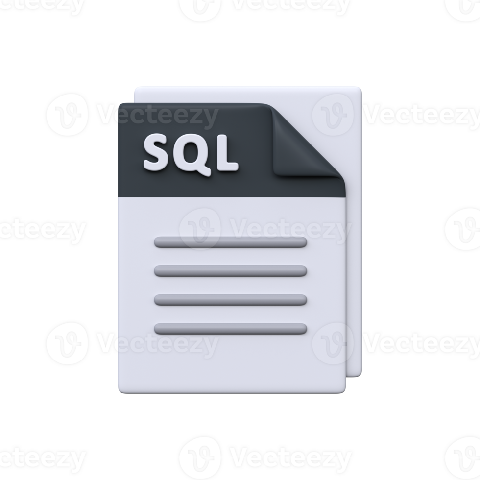sql het dossier, formaat, 3d icoon. script het dossier voor databank vragen, gegevens beheer, en gestructureerd informatie controle. png