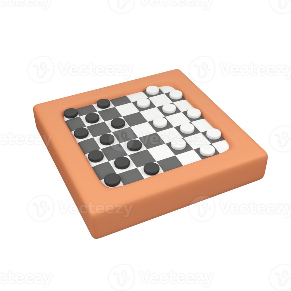 Checkerboard with checkers isolated 3d render icon illustration png