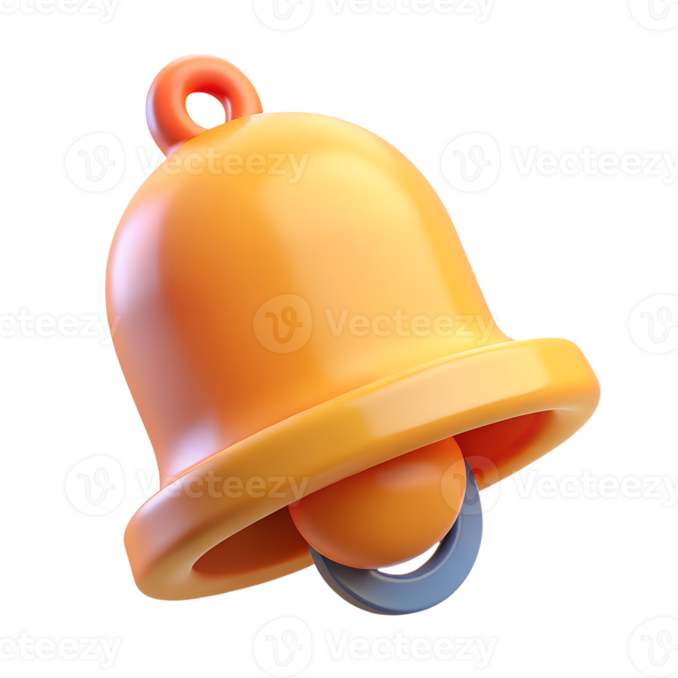 3D Notification Bell Icon in Soft Plastic Style Reminder Alert Symbol with Smooth Cartoon Design png