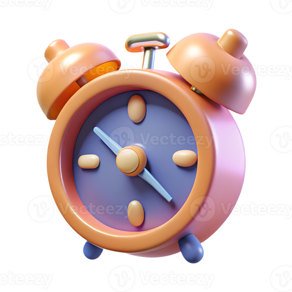 3D Alarm Clock Icon in Soft Cartoon Style Wake Up Reminder UI Symbol with Plasticky Look png
