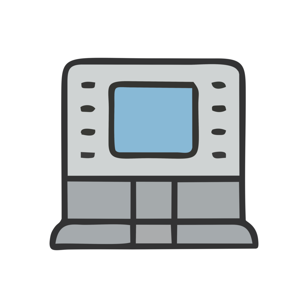 Hand Drawn Retro Computer Illustration Simple Design Technology Icon png