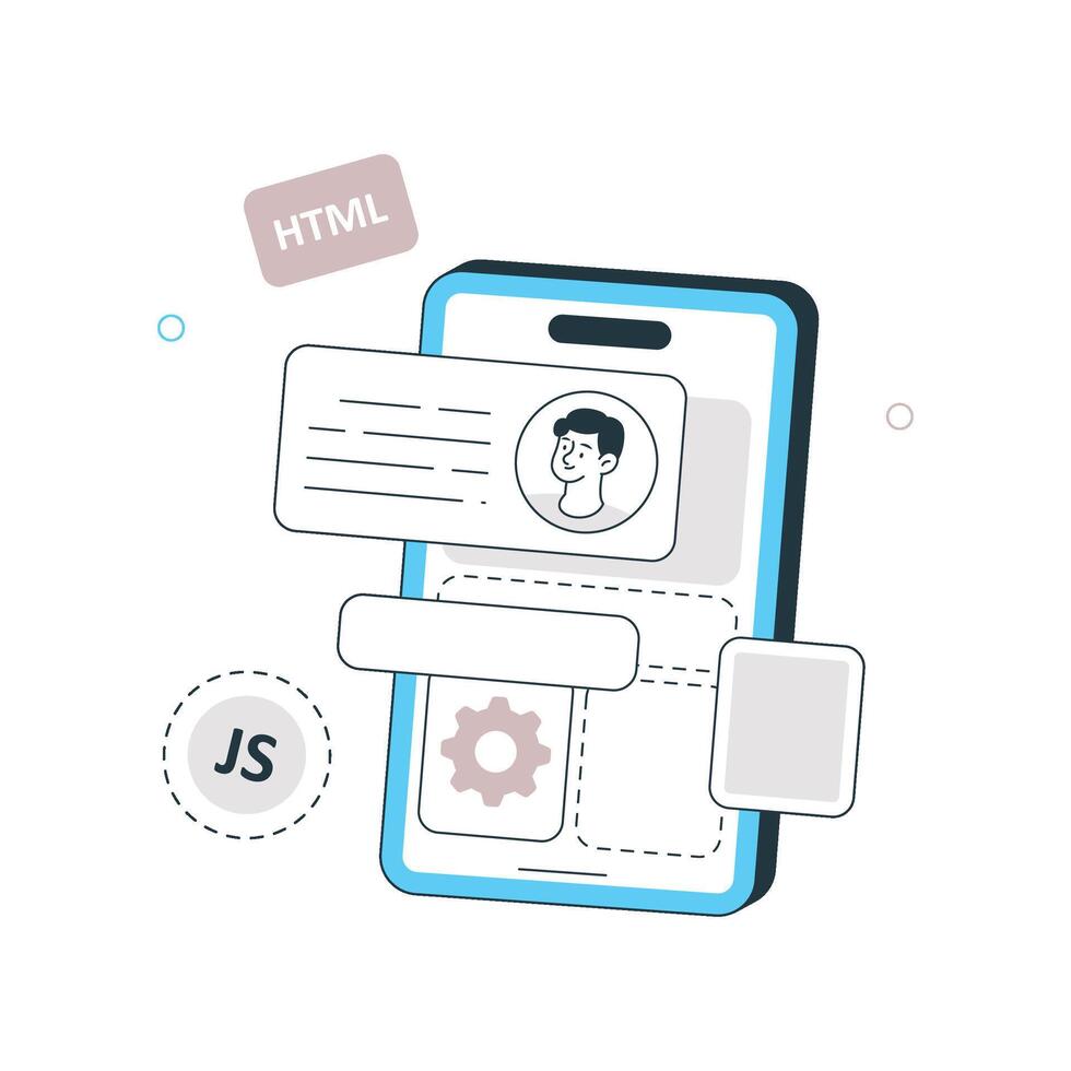 Mobile App Coding Illustration. EPS 10 File vector