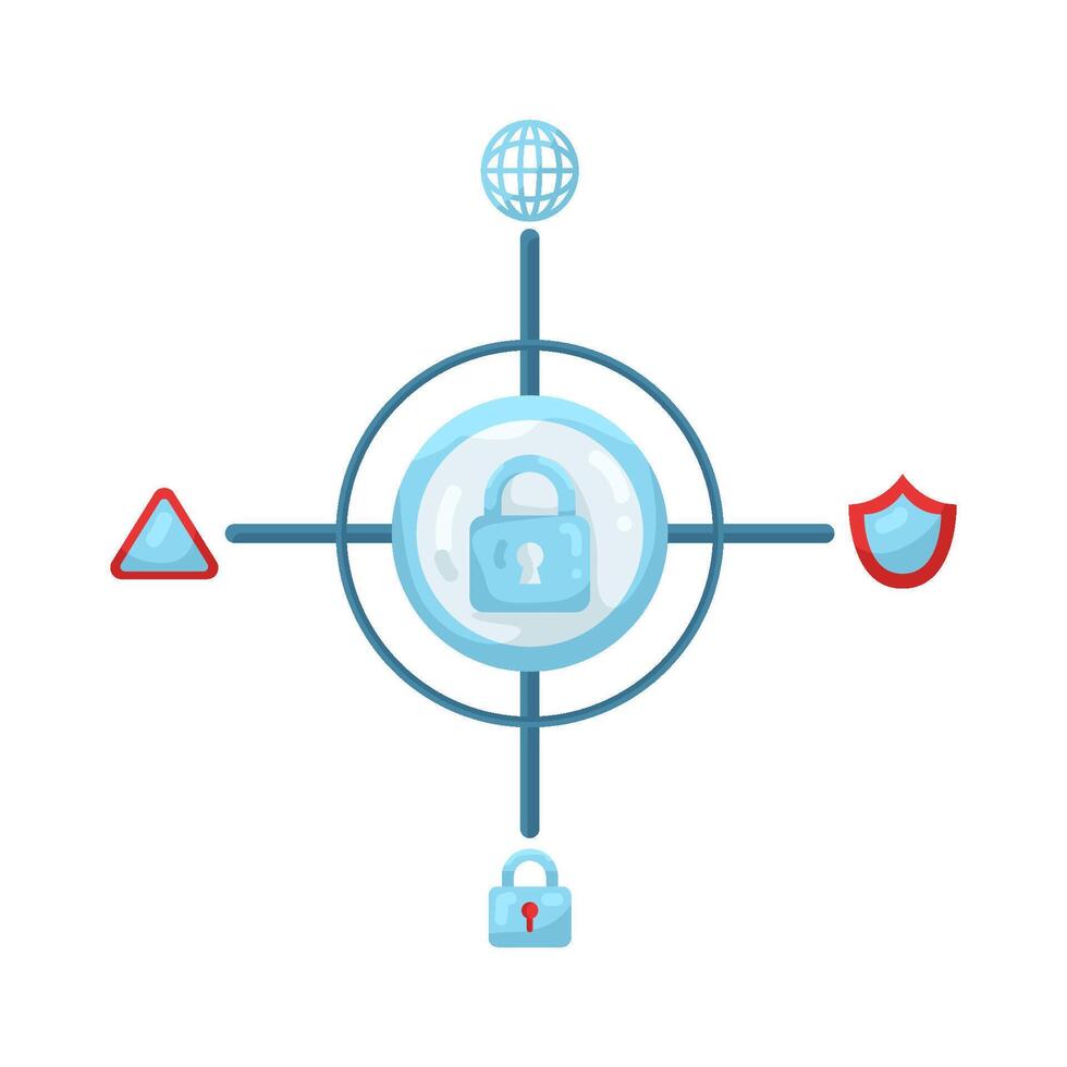 Illustration of Digital Security Padlock and Shield vector