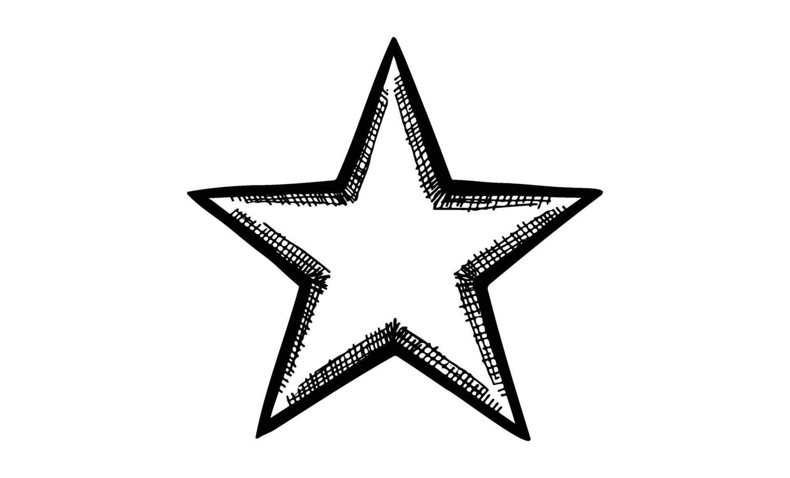 drawn sketch of a textured five-pointed star on white background vector