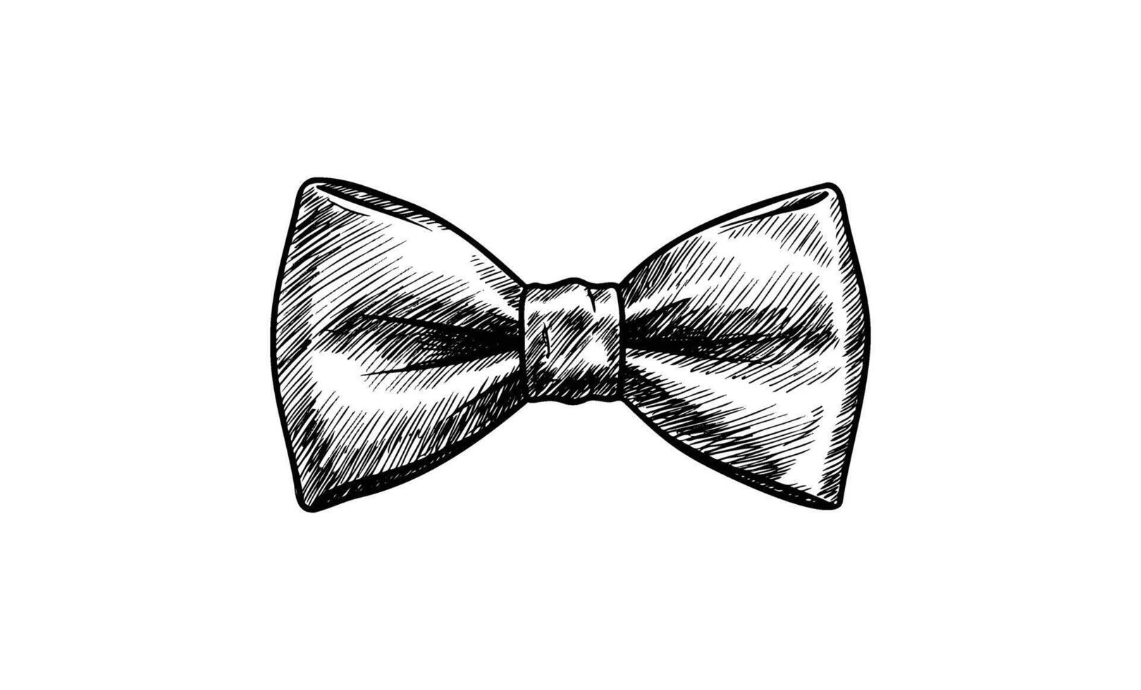 Hand drawnbow tie sketch with crosshatch texture on white background vector