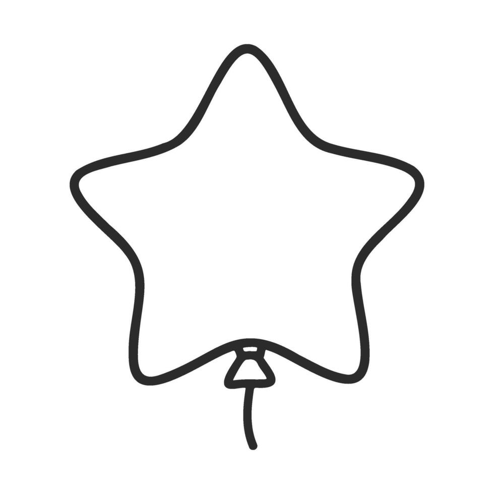 Simple star-shaped balloon outline with string vector
