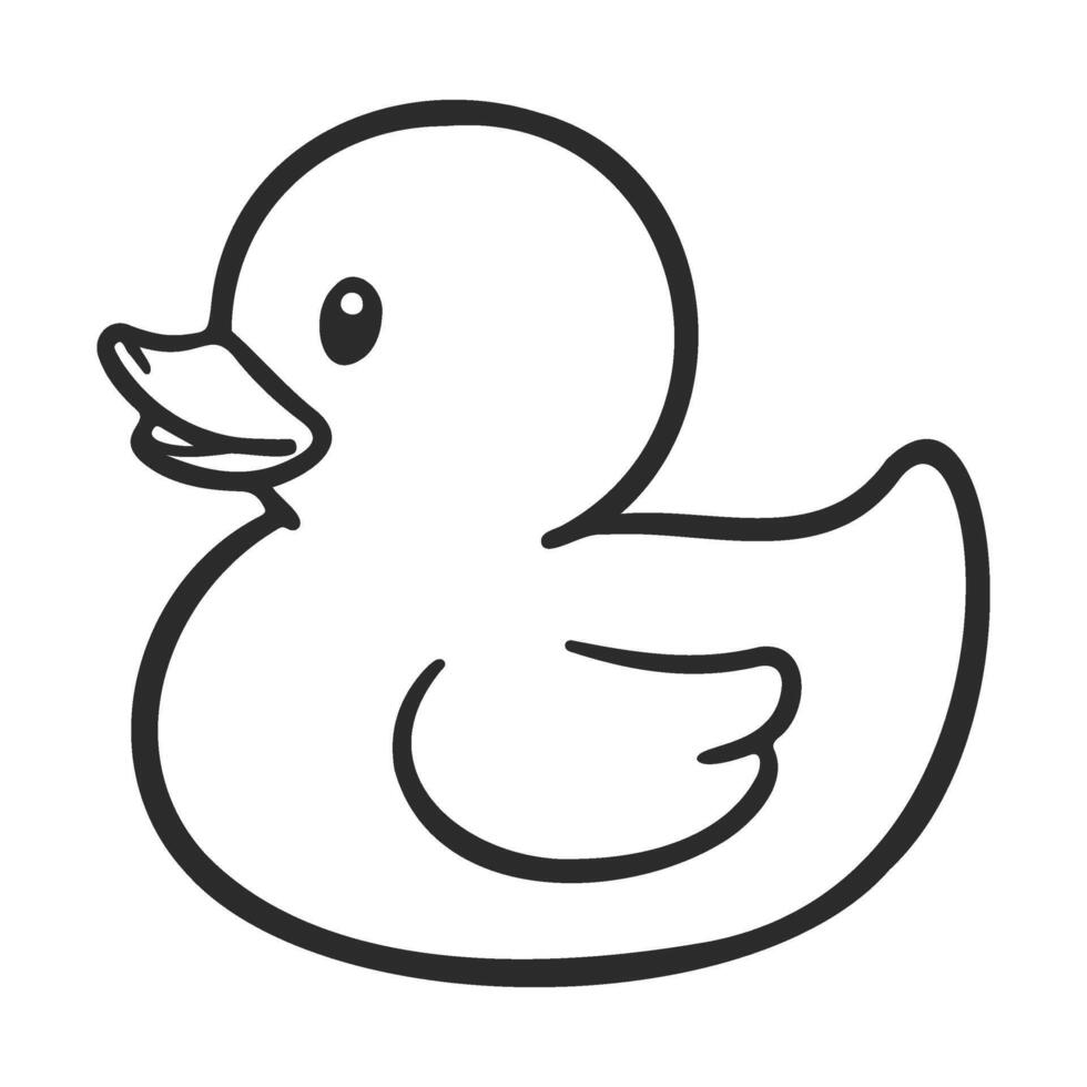 Simple rubber duck outline drawing for coloring and design projects vector