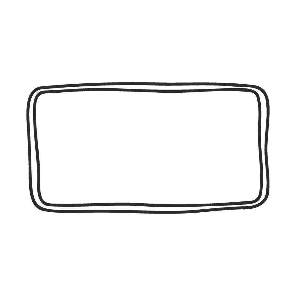 Hand drawnblank rectangular frame with wavy border line art vector