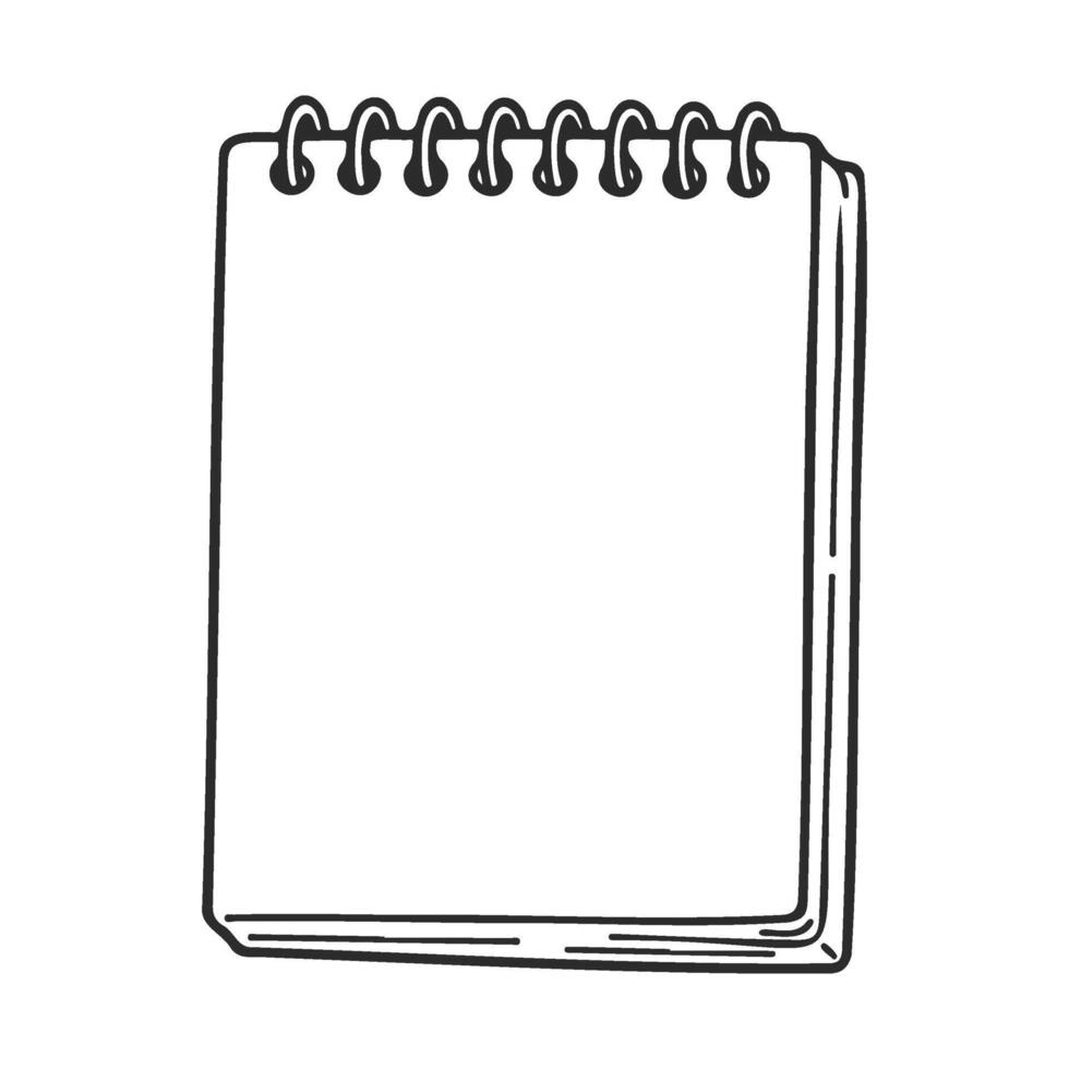 Blank spiral notebook with white pages and coil binding sketch vector