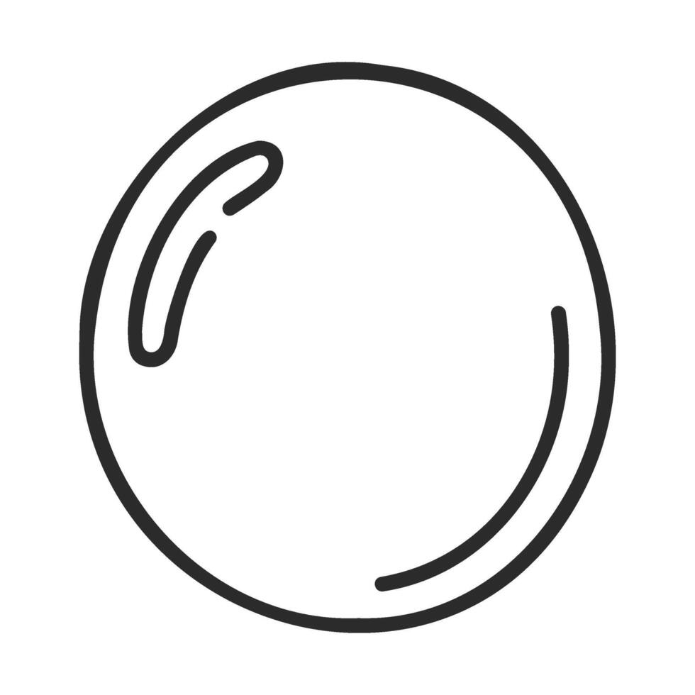 Simple black and white line drawing of a circle with highlights vector